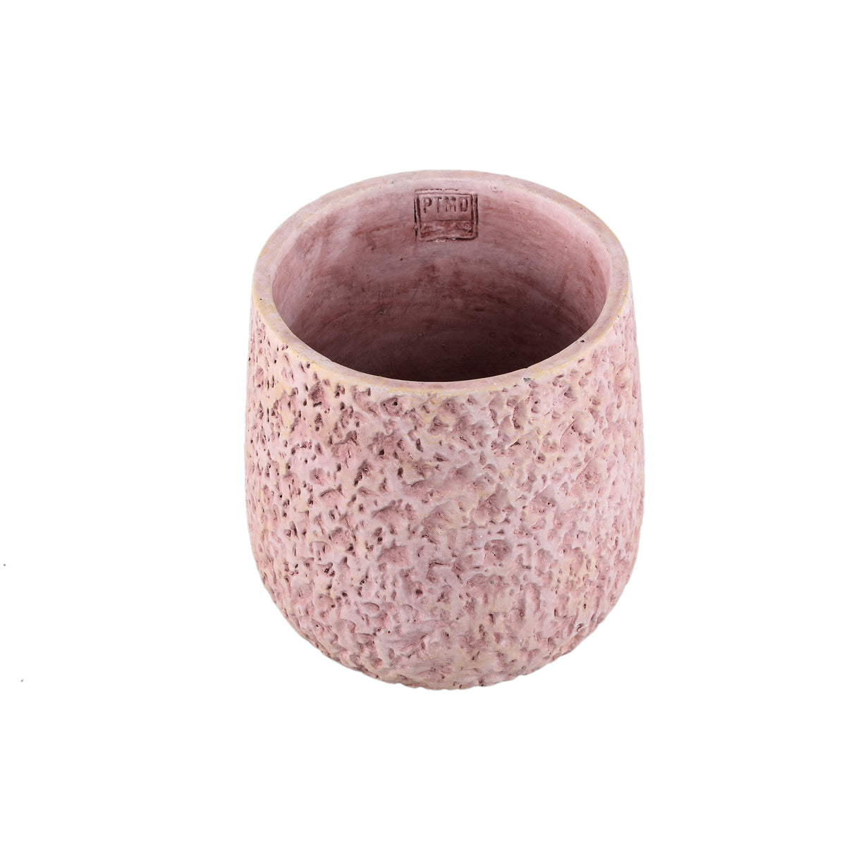 Flower pot - Round cement, Rough patterned surface, Pink, M – Ziven | PTMD