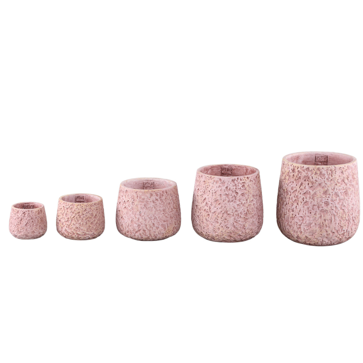 Flower pot - Round cement, Rough patterned surface, Pink, M – Ziven | PTMD