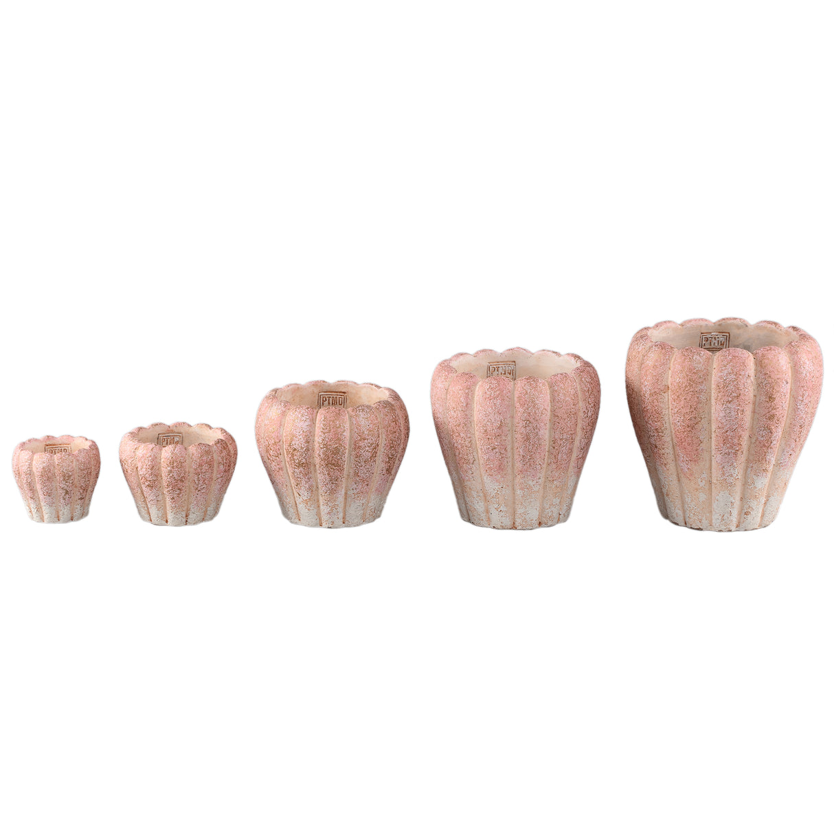 Flower Pot - Round Cement, Ribbed Surface, Pink, XL – Chantile | PTMD