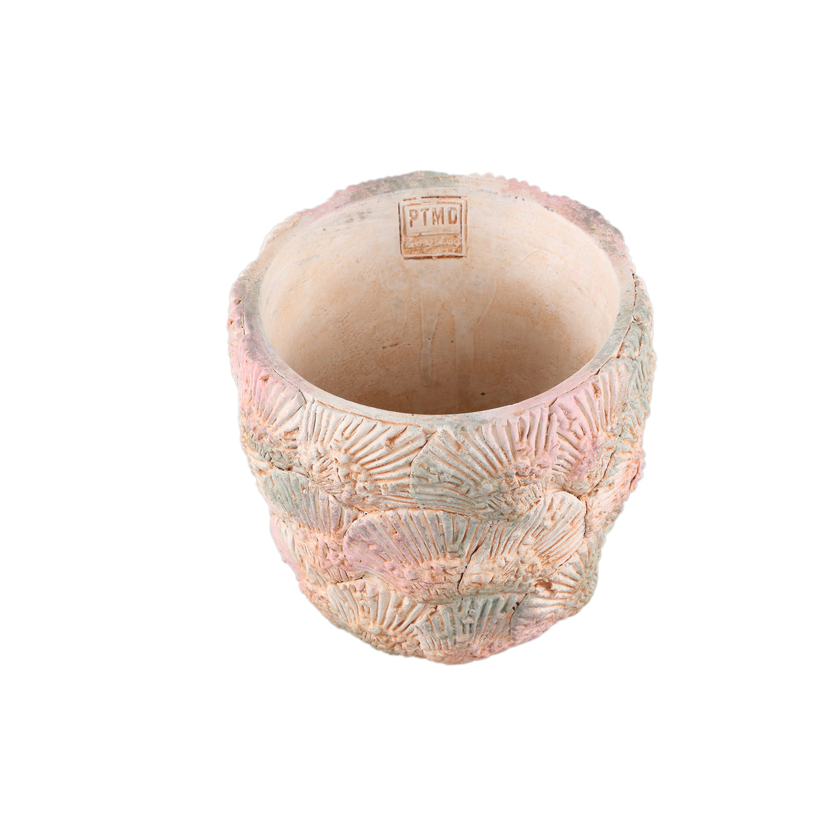 Flowerpot - Round Cement, Shell Pattern, Light Blue, L – Allisha | PTMD