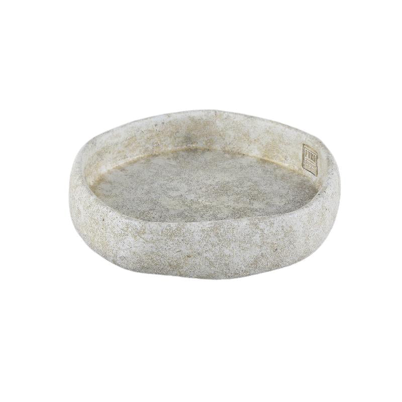 Bowl - Cement, irregular shape, round, white, heavy design, M – Yadin | PTMD