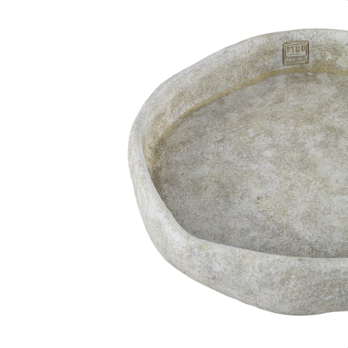 Bowl - Cement, irregular shape, round, White, solid design, L – Yadin | PTMD