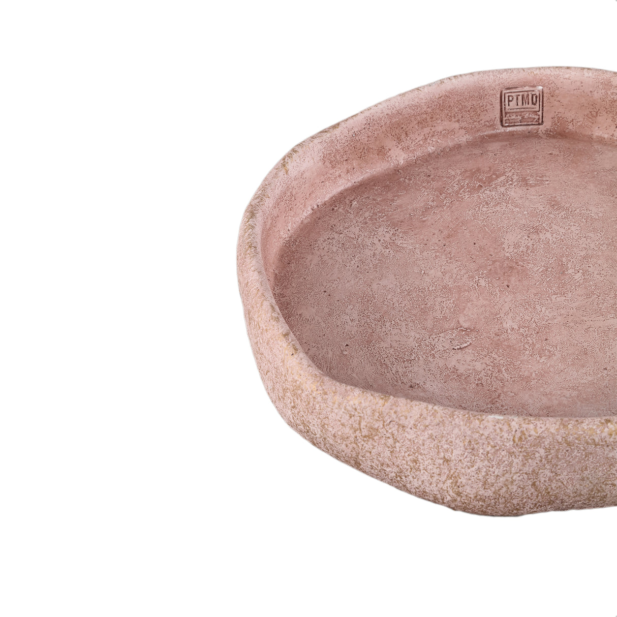 Bowl - cement, irregular shape, round, pink, solid design, L – Yadin | PTMD
