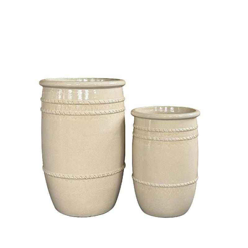 Pot – Terracotta Ceramic, Smooth Design, Cream, L – Lilliah | PTMD