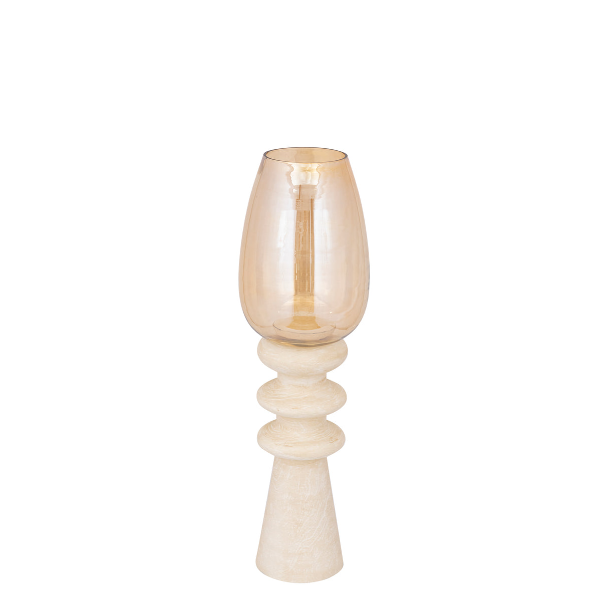 Windlicht – Modernes Design, Quadratische Form, Mangoholz Glas Material, Creme, S – Omya | PTMD