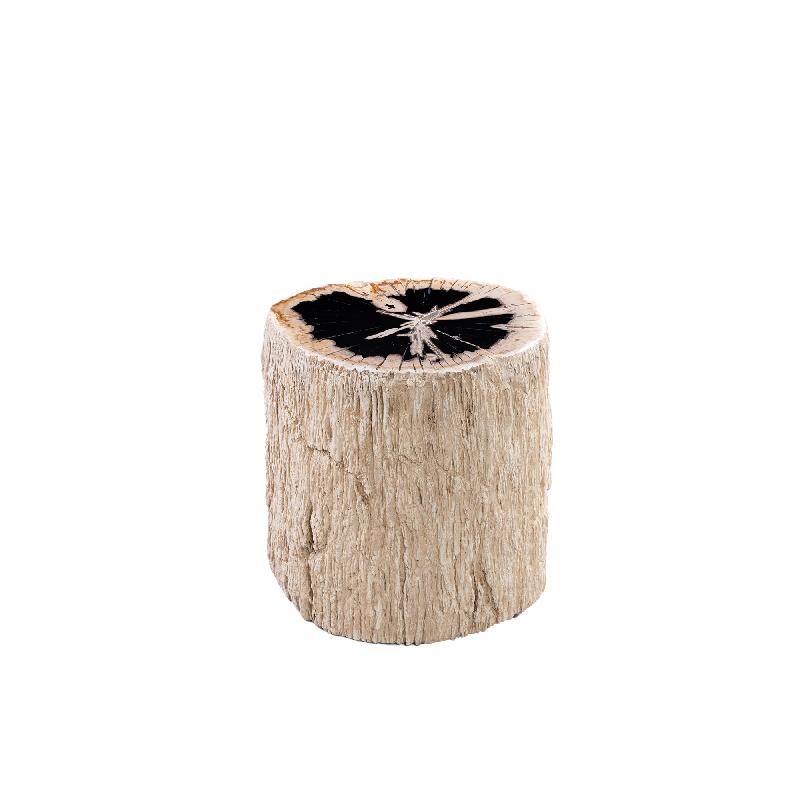 Stool - petrified wood, resin stone, round, natural, handmade - Taly | PTMD