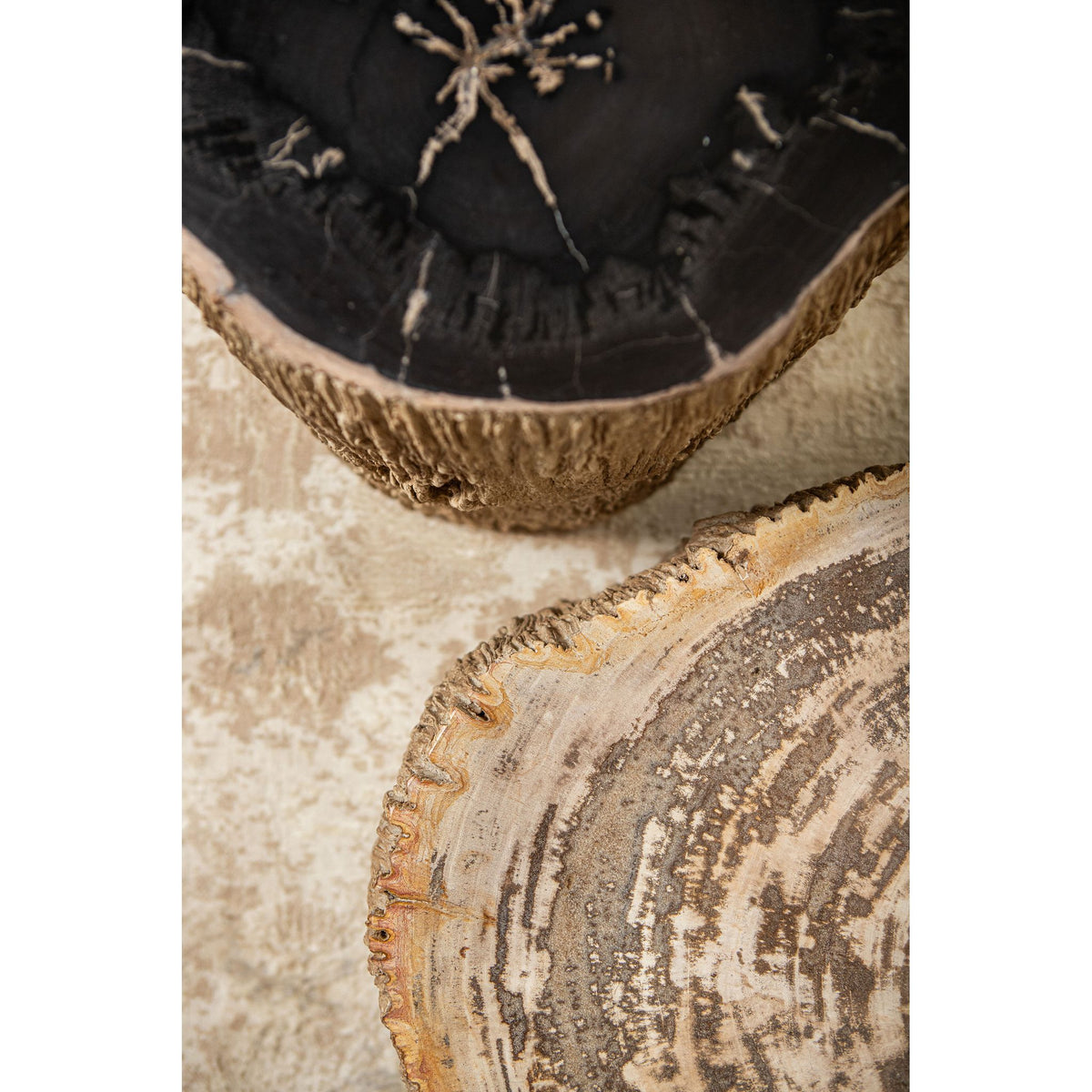 Stool - petrified wood, resin stone, round, natural, handmade - Taly | PTMD