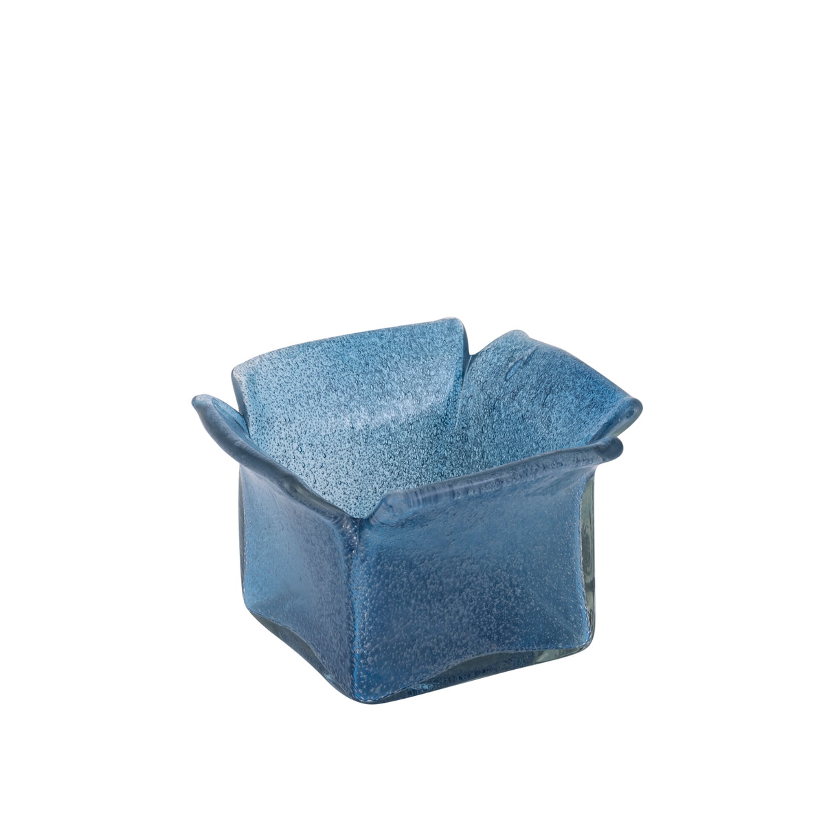 Teelichthalter aus massivem Glas mit glänzend blauer Oberfläche, organischer Form, stapelbar, L – Aliah | PTMD