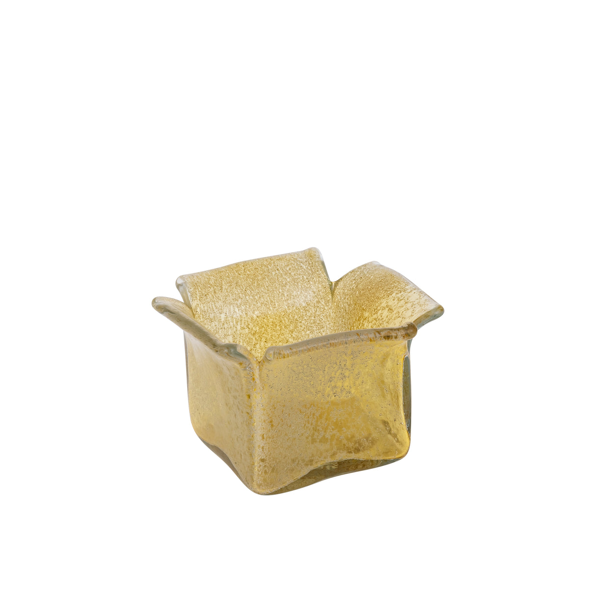 Teelichthalter aus Glas mit glänzend goldfarbener Oberfläche, organischer Form, stapelbar, L – Aliah | PTMD