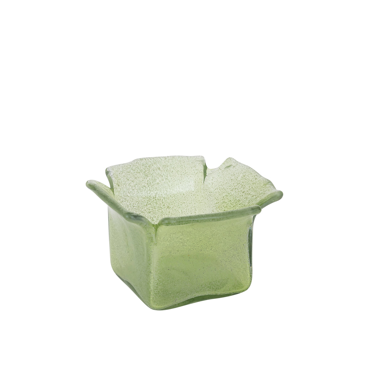 Teelichthalter aus Glas mit glänzend grüner Oberfläche, organischer Form, stapelbar, L – Aliah | PTMD