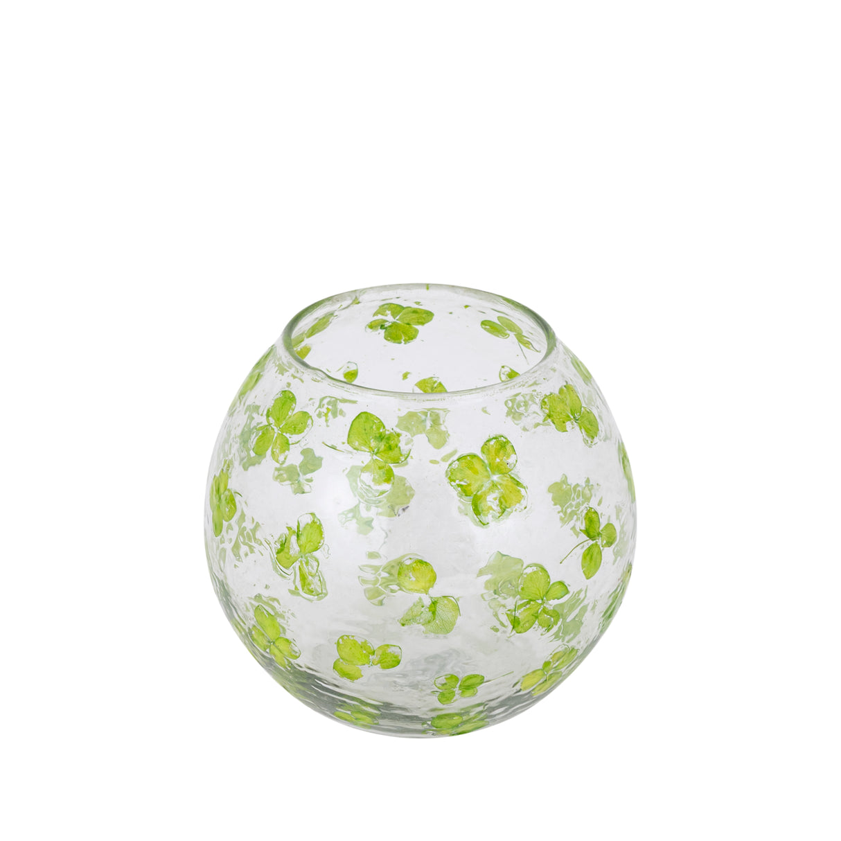 Windlicht – Blumendesign, Runde Form, Glasmaterial, Grün – Faron | PTMD