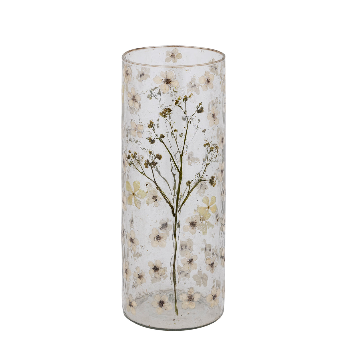 Vase – Straight Design, Leaf Mosaic Finish, White Color, L – Gresa | PTMD