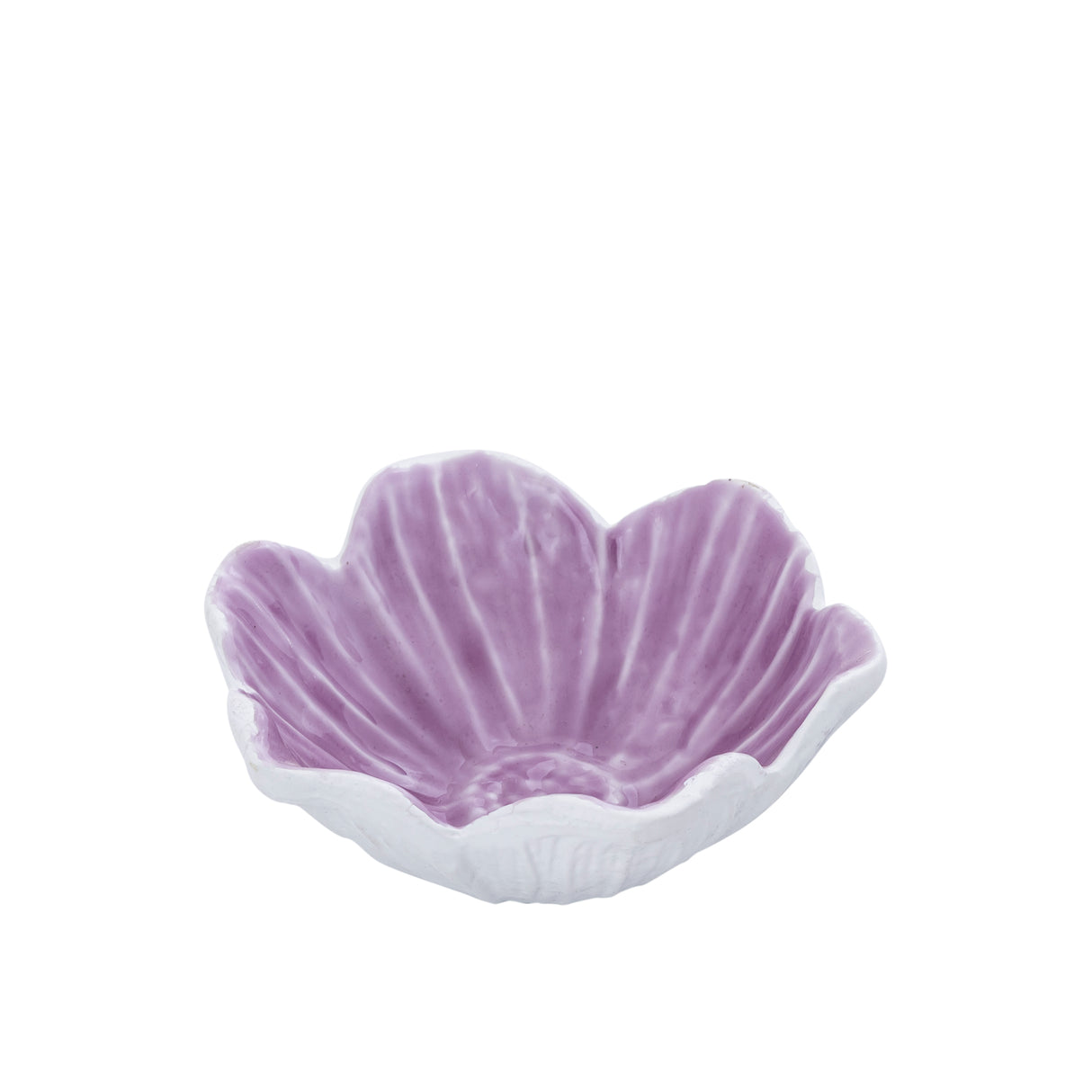 Bowl - cast aluminum, flower shape, organic contour, violet, enamel finish, M – Wonda | PTMD