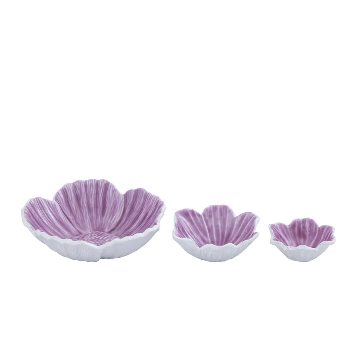 Bowl - cast aluminum, flower shape, organic contour, violet, enamel finish, M – Wonda | PTMD