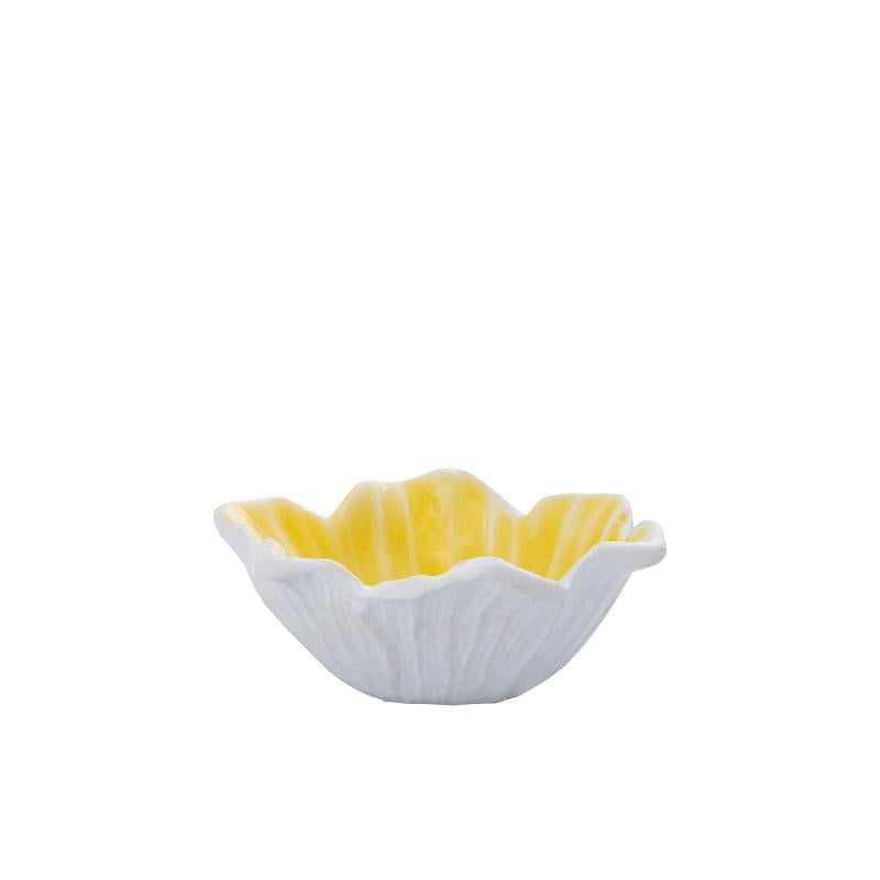 Schale - Aluminiumguss, Blumenform, organische Kontur, Gelb, S – Wonda | PTMD
