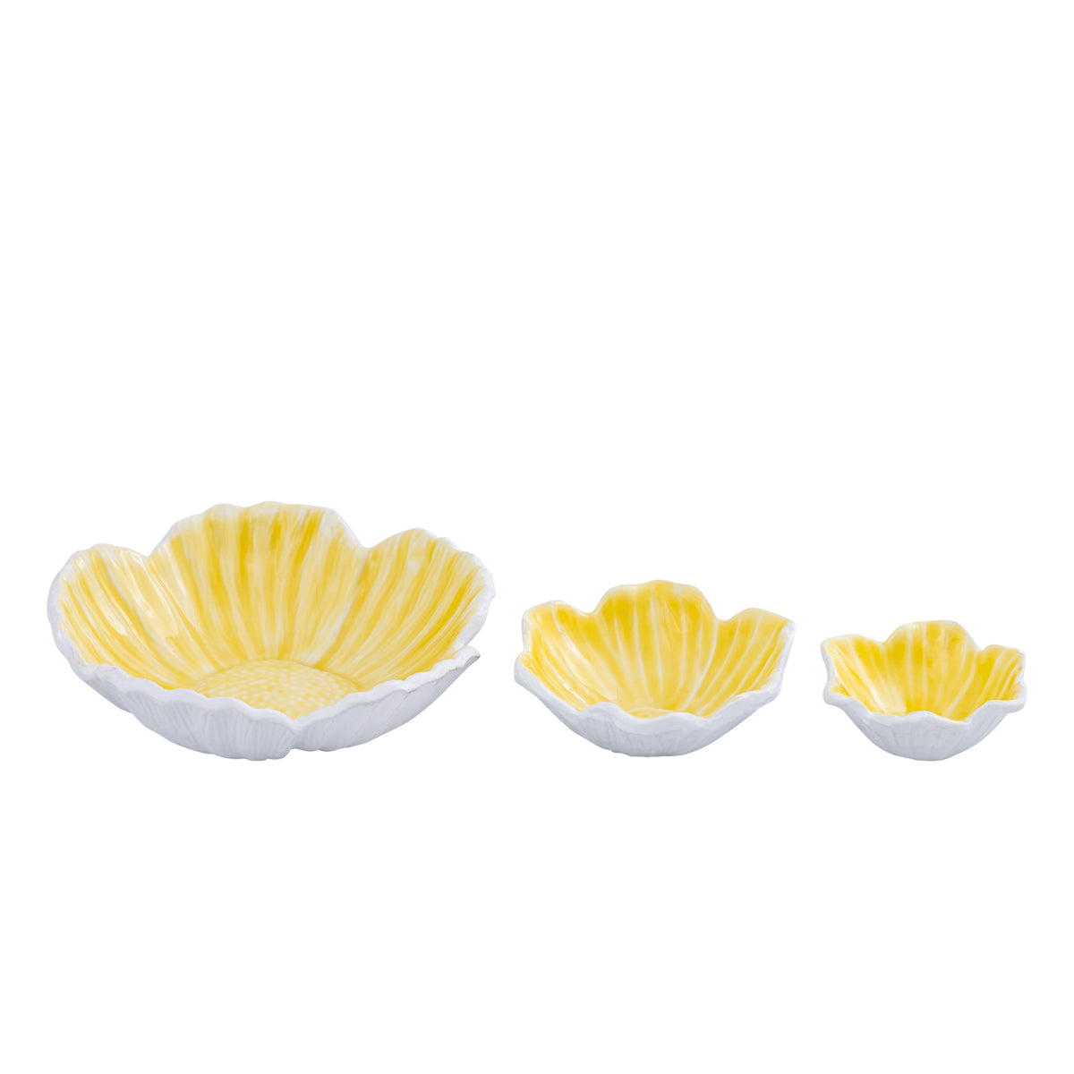 Schale - Aluminiumguss, Blumenform, organische Kontur, Gelb, S – Wonda | PTMD