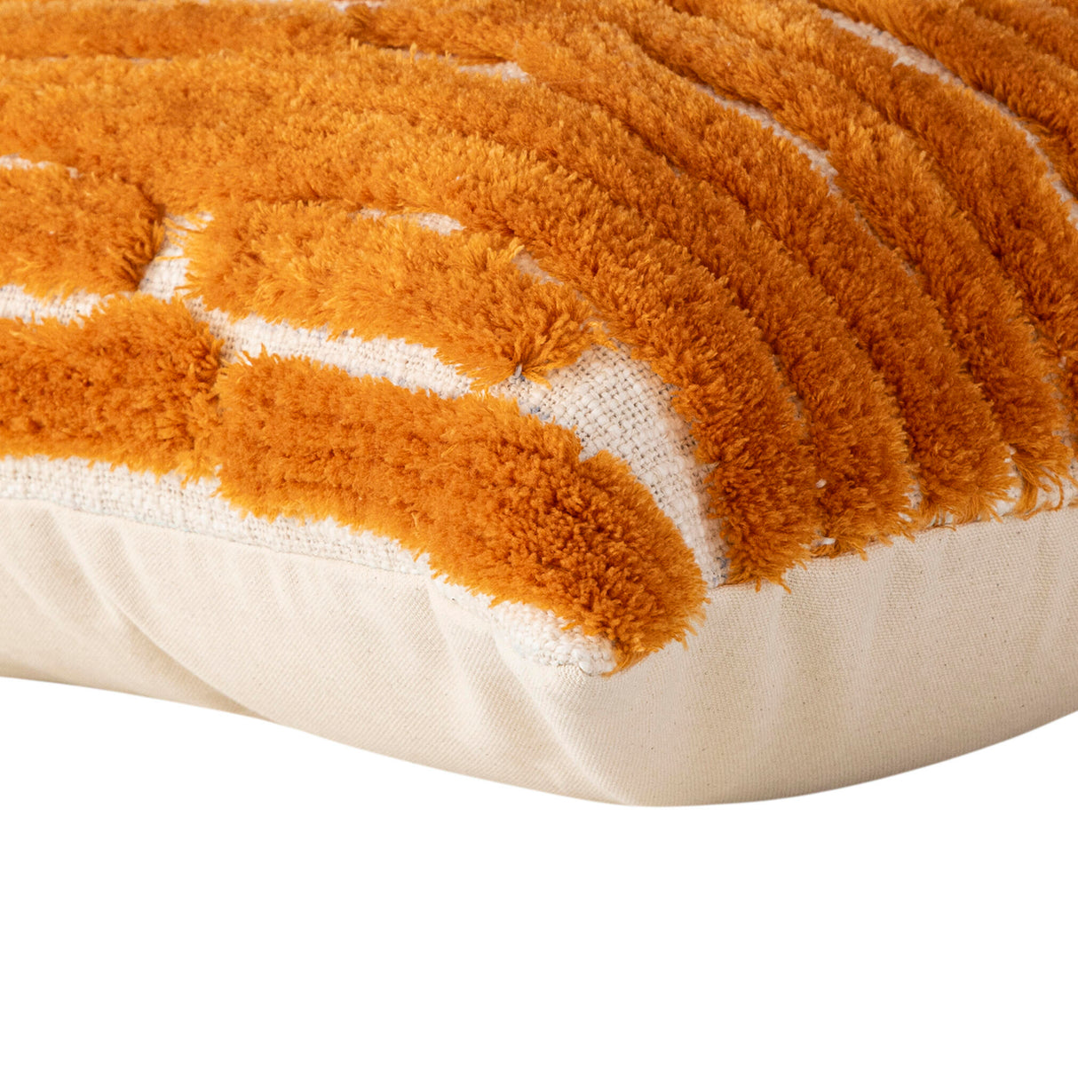 Cotton cushion with wave embroidery, rectangular shape & polyester filling, L – Genica | PTMD
