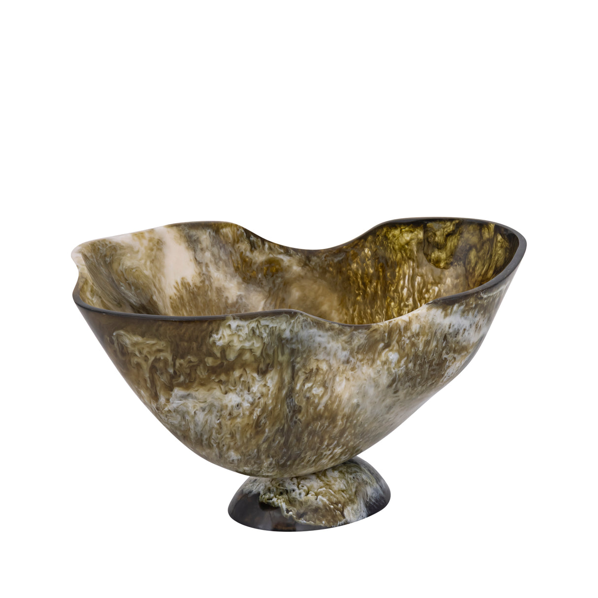 Bowl - Polyresin, handcrafted, green, organic boat shape, large – Cayley | PTMD