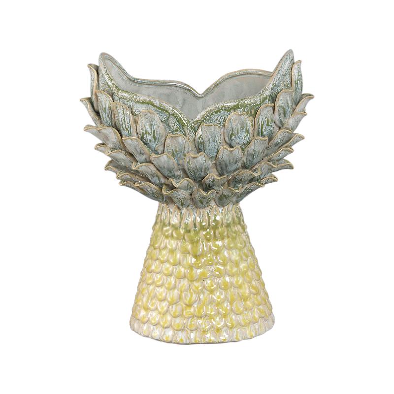 Vase - Yellow, Pineapple Shape, Textured Surface, Ceramic, M - Marloe | PTMD