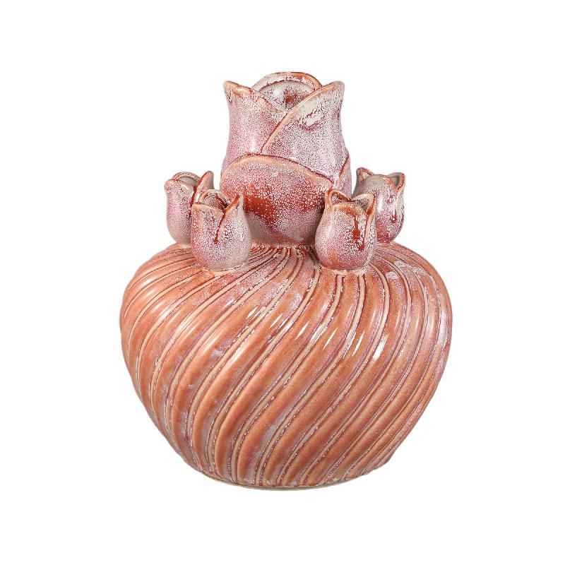Vase – Wirbel Design, Keramik Material, Pfirsich Farbe, L – Mailia | PTMD