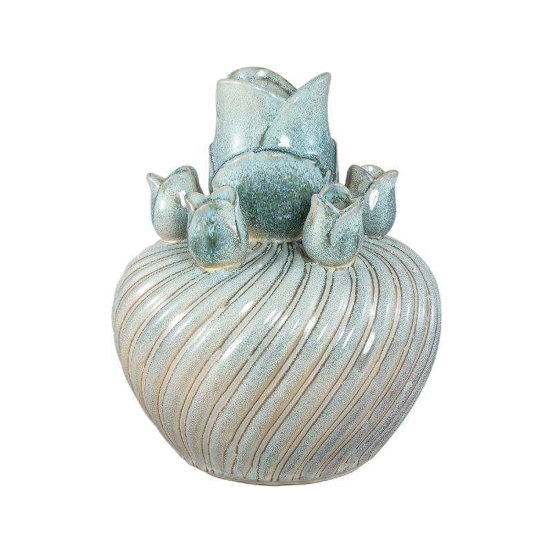 Vase – Wirbel Design, Keramik Material, Türkis Farbe, L – Mailia | PTMD