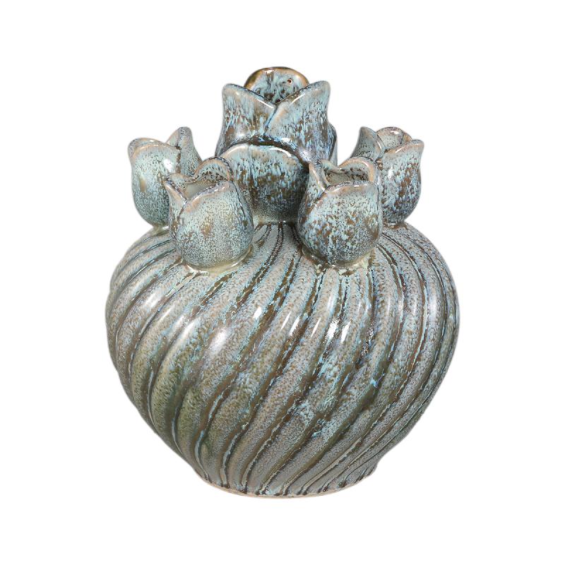 Vase – Wirbel Design, Keramik Material, Türkis Farbe, S – Mailia | PTMD