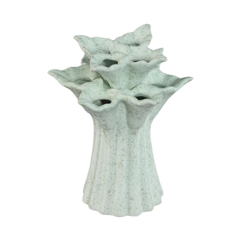 Vase – Turquoise, Flower Shape, Decorative Design, Ceramic, S – Ellodie | PTMD