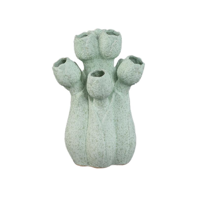 Vase – Turquoise, Tulip Shape, Round Design, Ceramic, S – Ellodie | PTMD