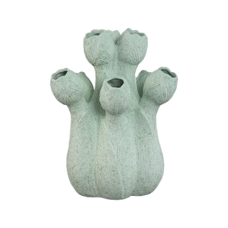 Vase - Turquoise, Tulip Shape, Round Design, Ceramic, M - Ellodie | PTMD