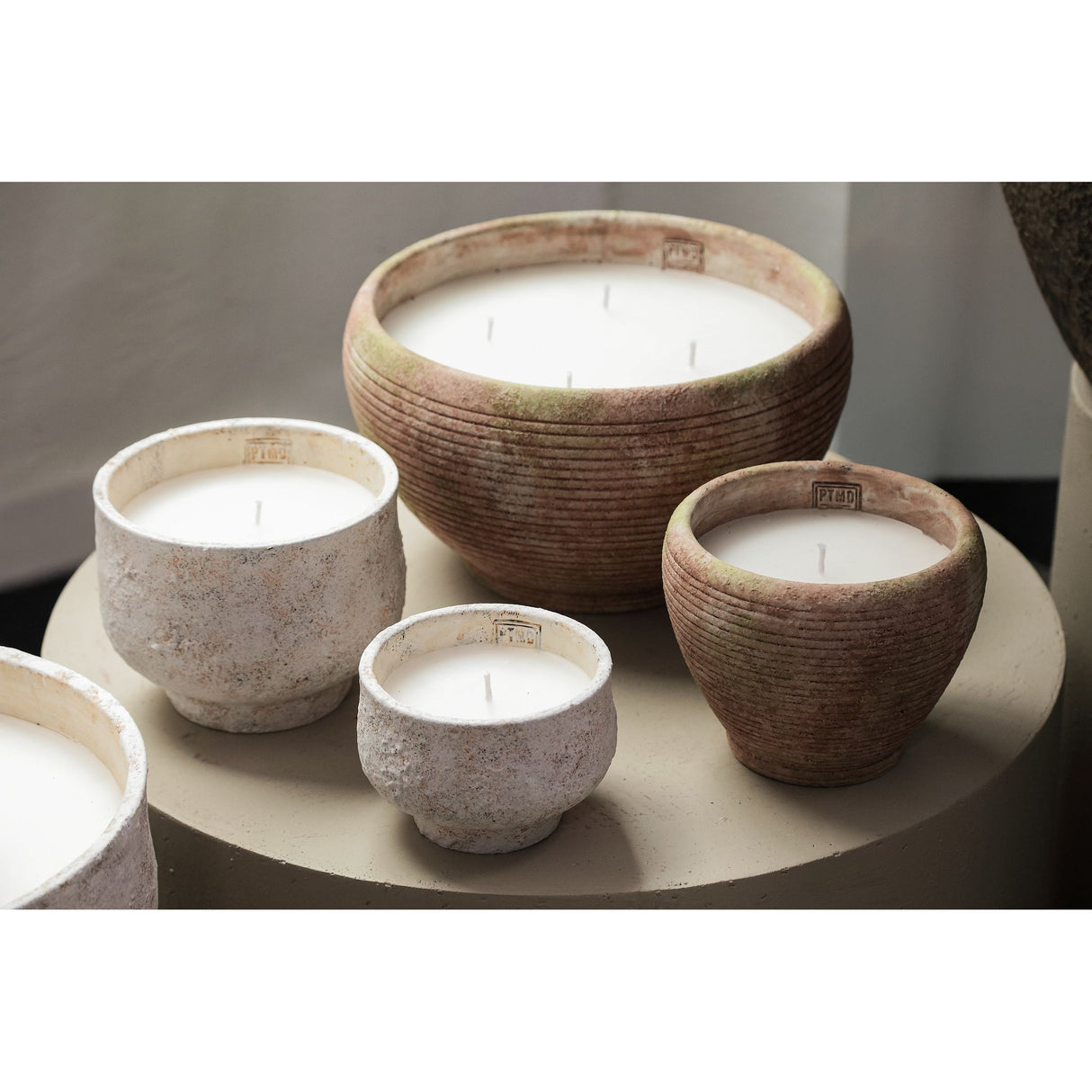 Kerze – Zement Basis, Outdoor Design, Weiß, L – Haily | PTMD