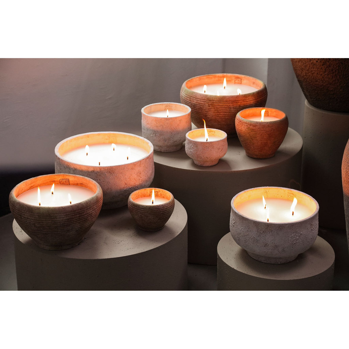 Kerze – Zement Basis, Outdoor Design, Weiß, S – Haily | PTMD