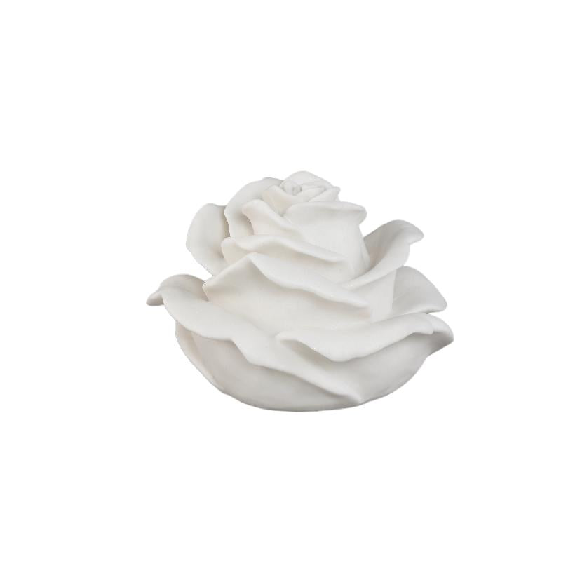 LED-Leuchte – Rosenblüten Design, Polyresin Oberfläche, Weiße Farbgebung, Niedrig – Aveda | PTMD