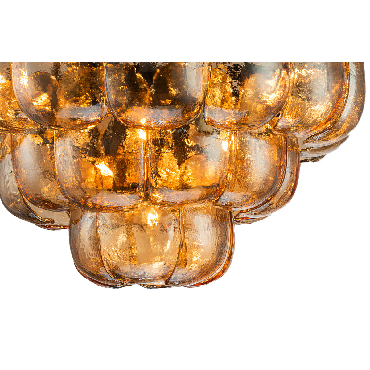 Pendelleuchte aus Glas und Eisen mit bernsteinfarbener Optik und runder Form, L – Vila | PTMD