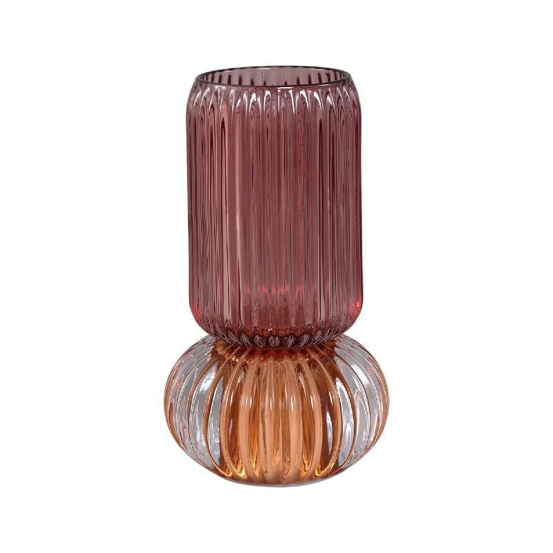 LED-Leuchte – Geripptes Glas, Rundes Design, Dunkelrosa Farbe – Yannah | PTMD