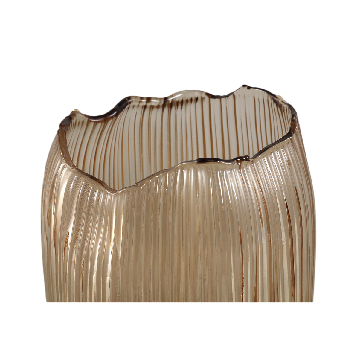 Windlicht – Glas Material, Bronze Ton, Rillen Design – Dewin | PTMD