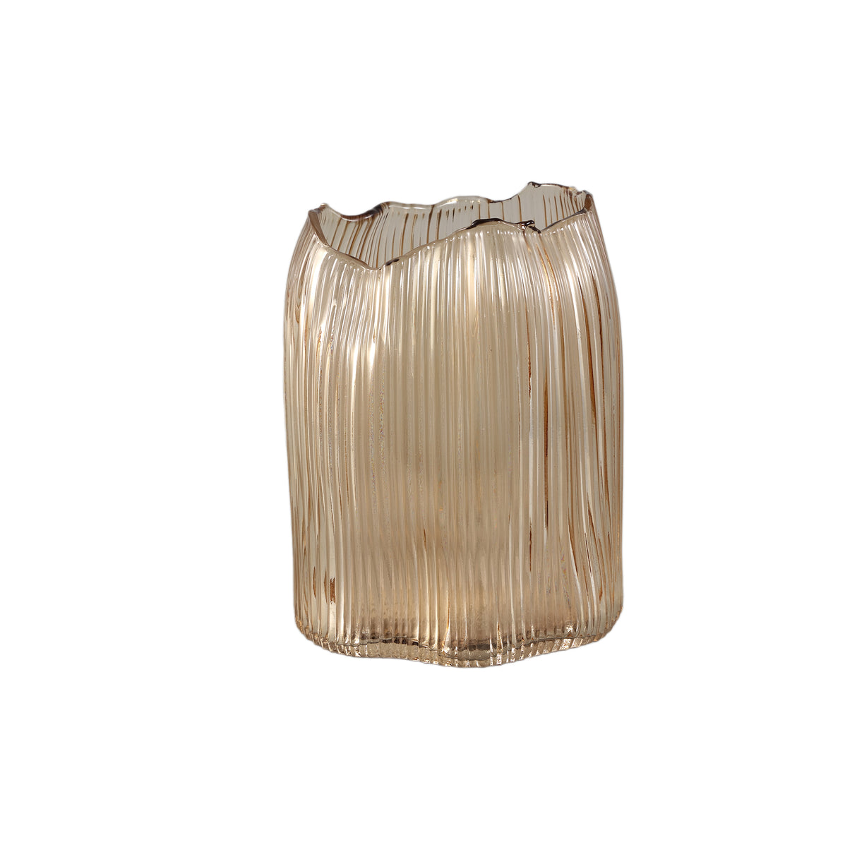 Windlicht – Glas Material, Bronze Ton, Rillen Design – Dewin | PTMD