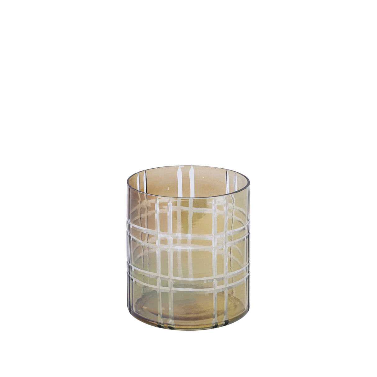 Windlicht – Streifen Design, Runde Form, Glas Material, Grün, S – Divit | PTMD