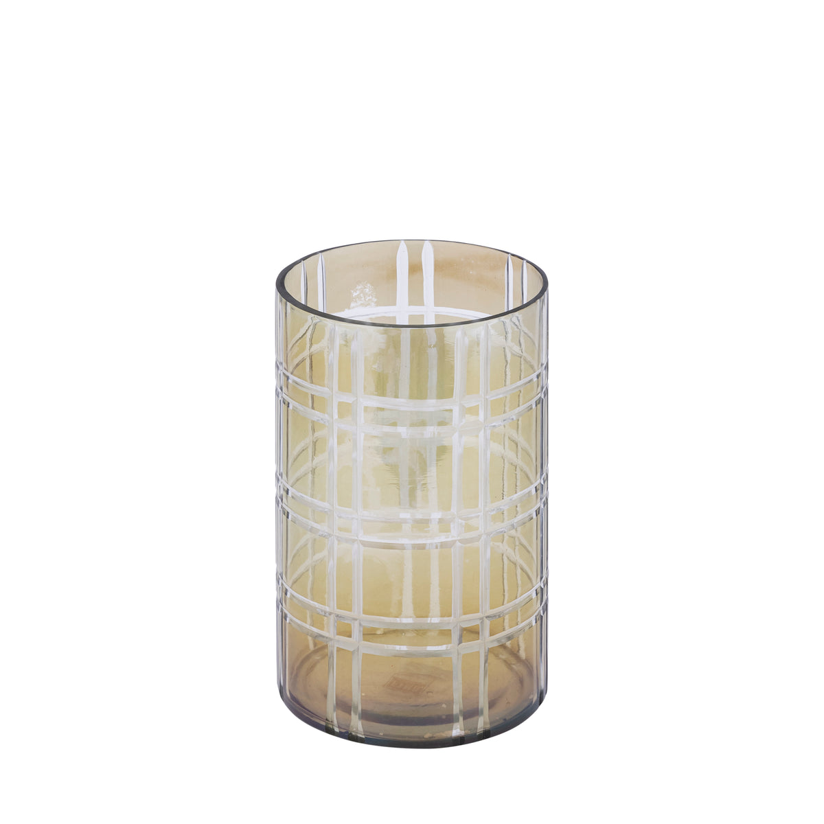 Windlicht – Streifen Design, Runde Form, Glas Material, Grün, M – Divit | PTMD