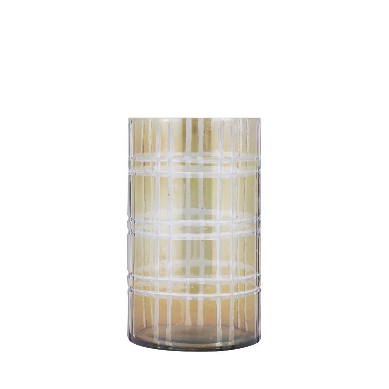 Windlicht – Streifen Design, Runde Form, Glas Material, Grün, M – Divit | PTMD