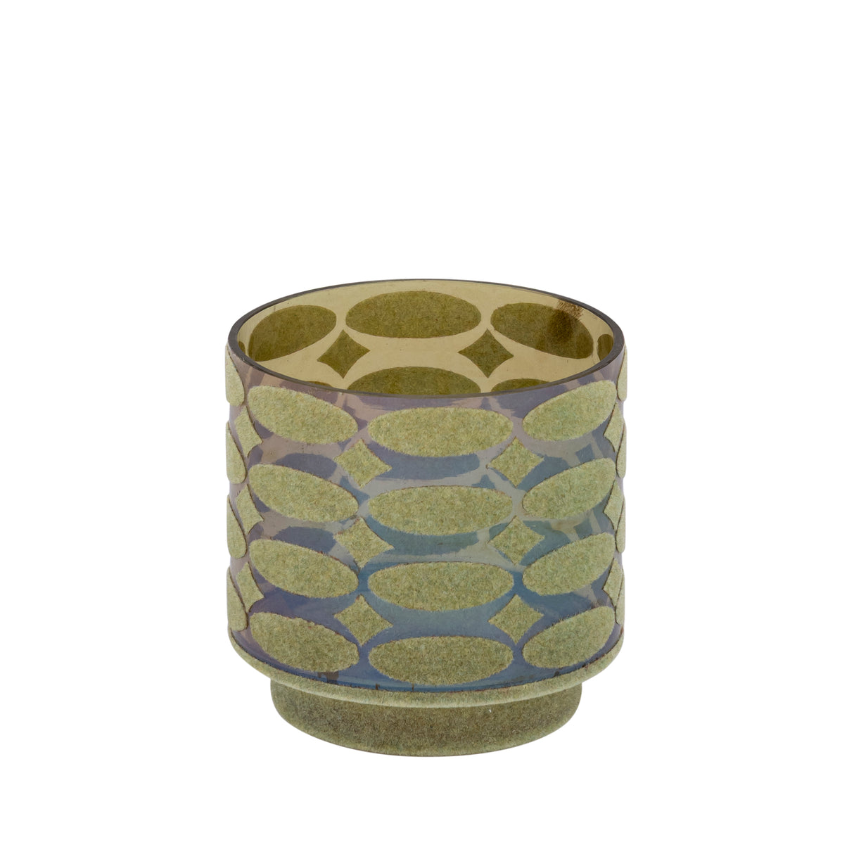 Teelichthalter – Beflocktes Design, Motiv Muster, Glasmaterial, Grün – Nadara | PTMD