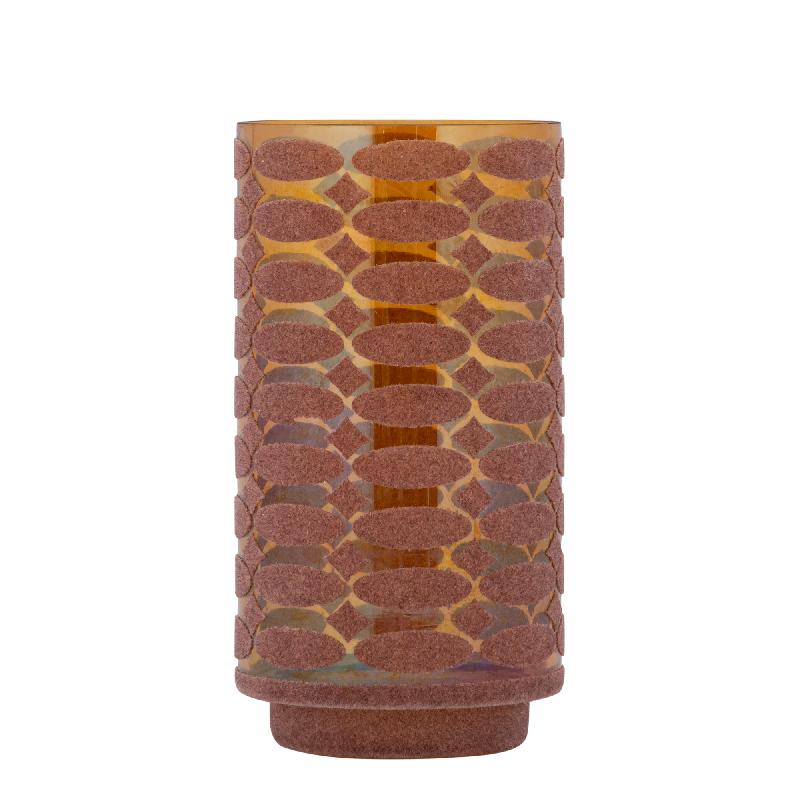 Windlicht – Beflocktes Design, Motiv Muster, Glasmaterial, Rosa – Nadara | PTMD