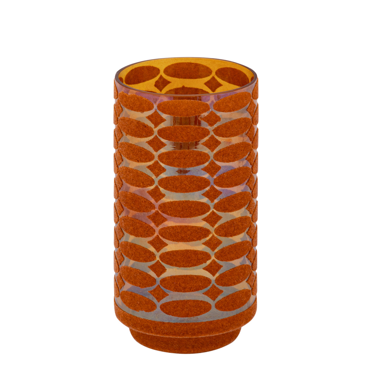 Windlicht – Beflocktes Design, Motiv Muster, Glasmaterial, Orange – Nadara | PTMD