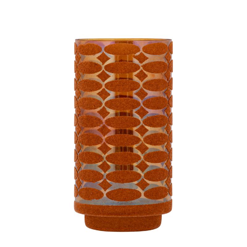 Windlicht – Beflocktes Design, Motiv Muster, Glasmaterial, Orange – Nadara | PTMD