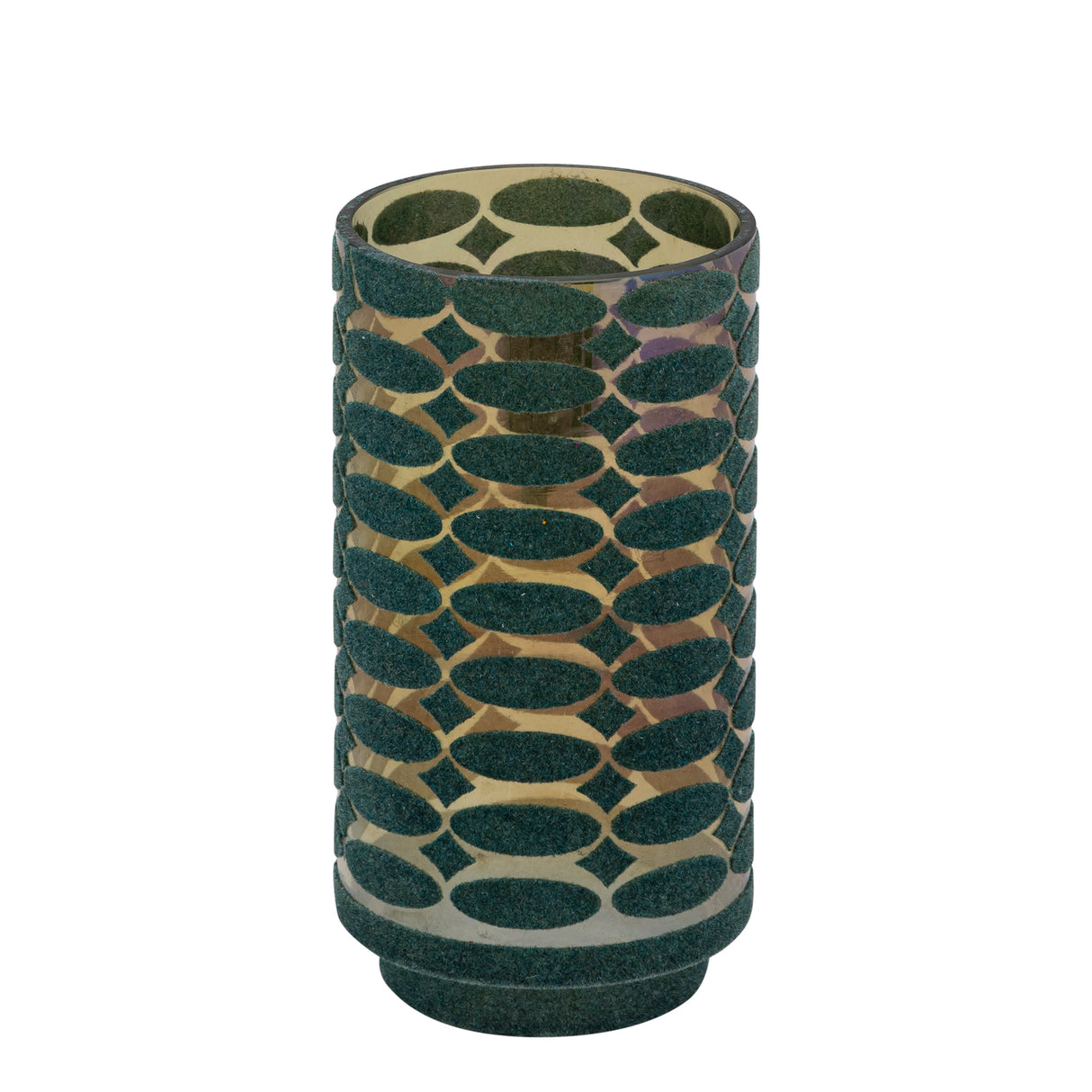 Windlicht – Beflocktes Design, Motiv Muster, Glasmaterial, Türkis – Nadara | PTMD