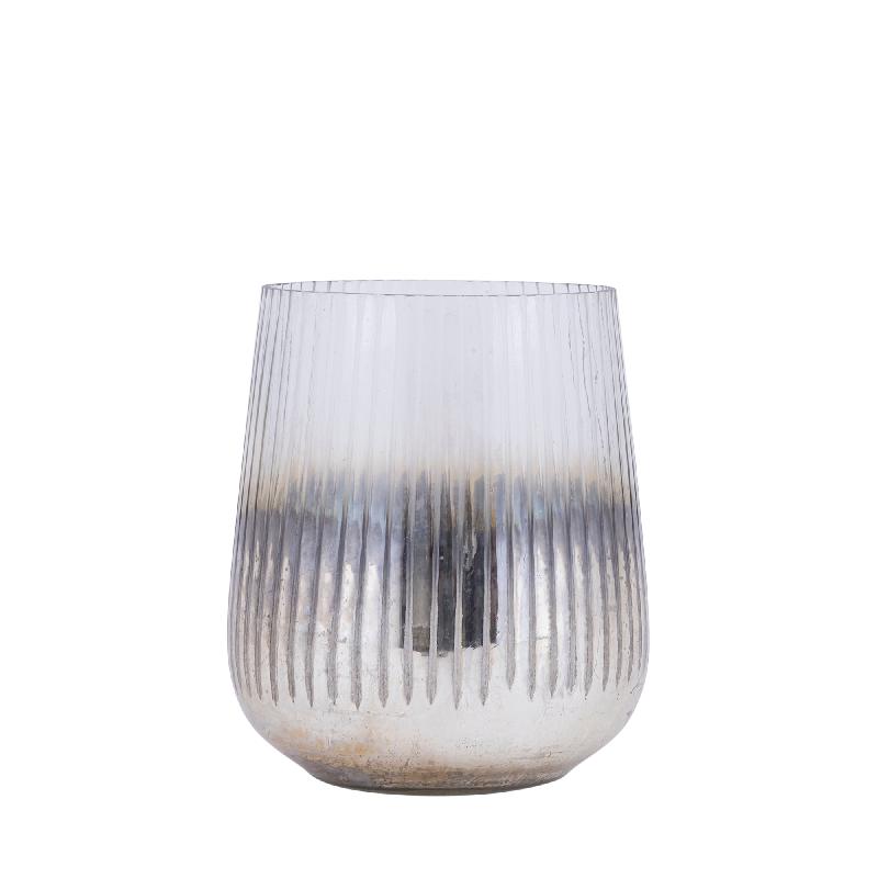 Windlicht – Rundes Glasdesign, Geätzte Oberfläche, Goldene Farbgebung, M – Shelva | PTMD