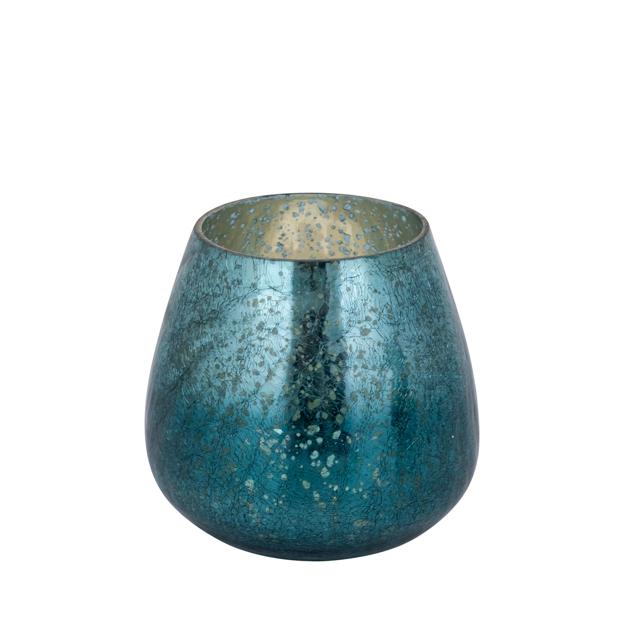 Windlicht – Crackle Design, Bollenform, Glasmaterial, Türkis, S – Mayna | PTMD