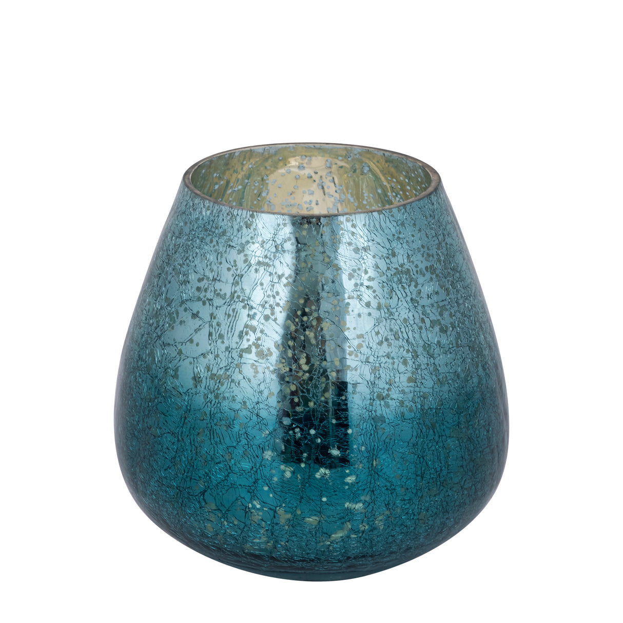 Windlicht – Crackle Design, Bollenform, Glasmaterial, Türkis, L – Mayna | PTMD