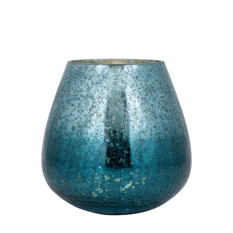 Windlicht – Crackle Design, Bollenform, Glasmaterial, Türkis, L – Mayna | PTMD