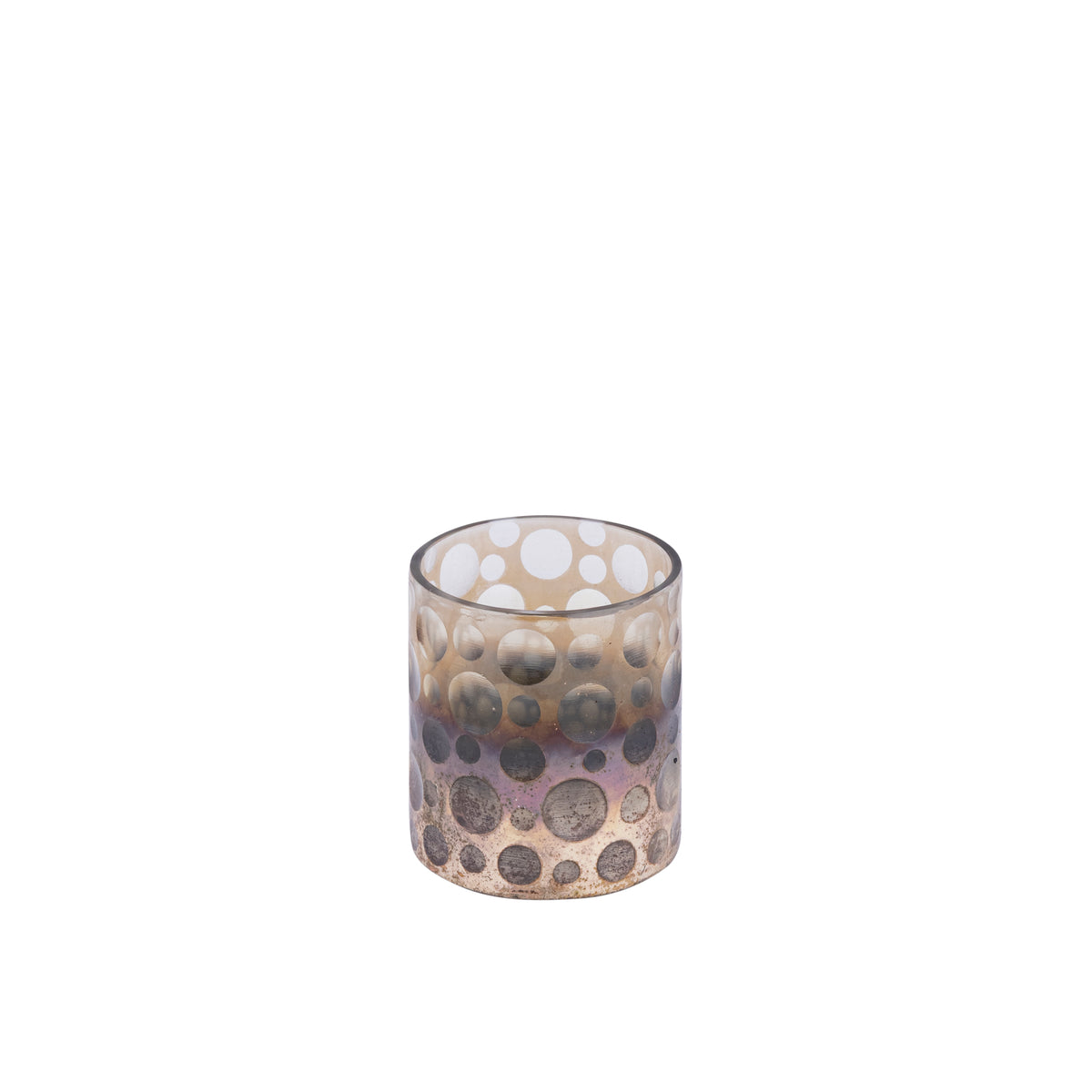 Teelichthalter – Ombre Glas, Punkt Muster, Braun Verlauf – Bridgid | PTMD