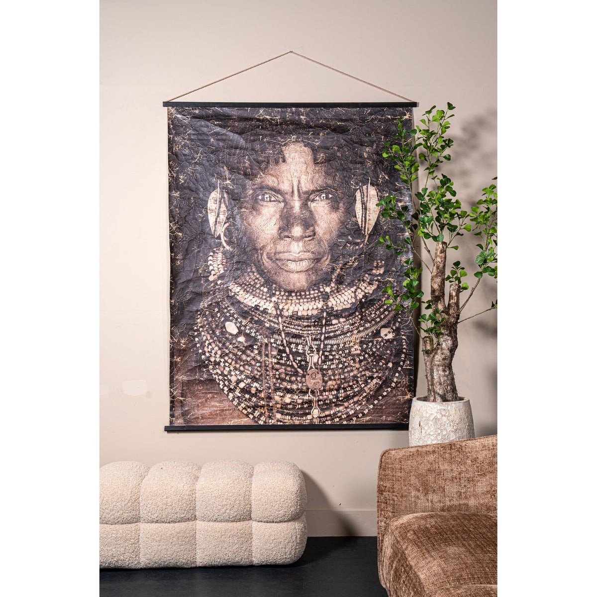 Wandbild – Porträt Design, Rechteckige Form, Papier Material, Anthrazit – Alexy | PTMD
